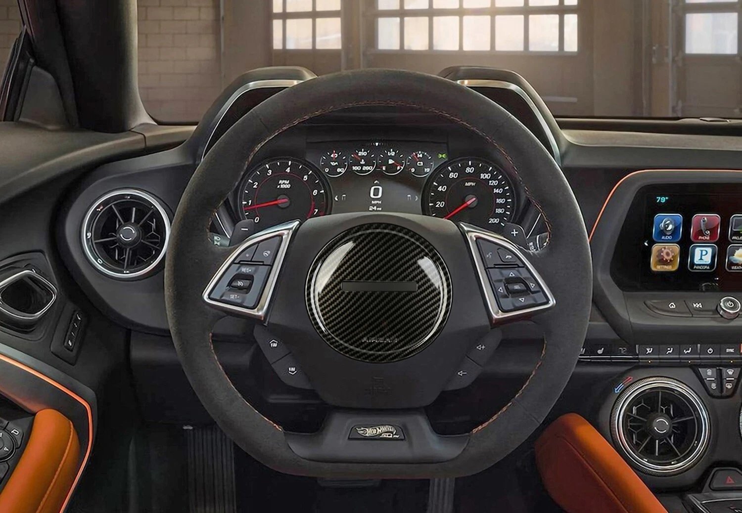 2016 – 24 Camaro Hydro-Dipped Carbon Fiber Full Center Steering Cover - Image 2