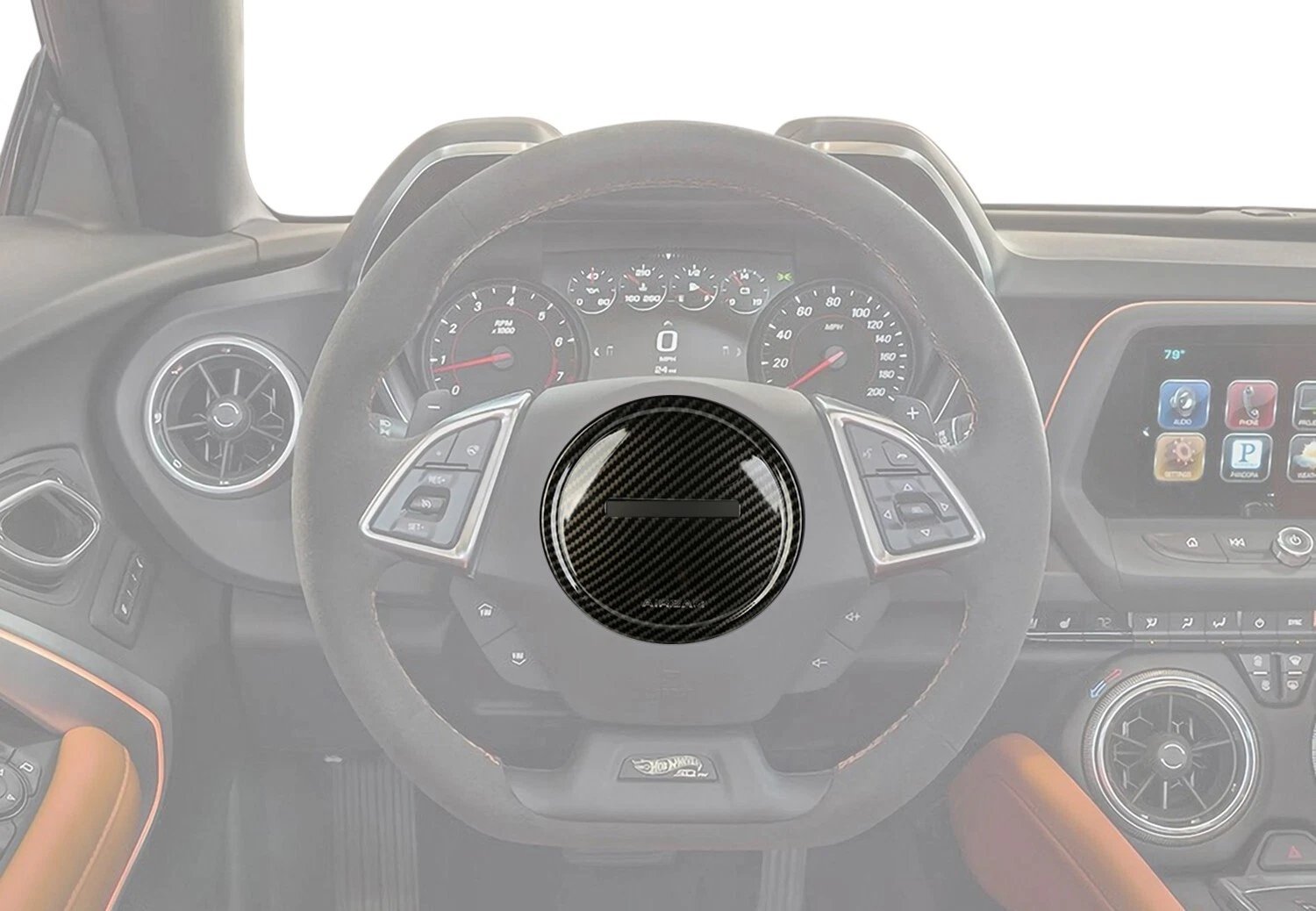 2016 – 24 Camaro Hydro-Dipped Carbon Fiber Full Center Steering Cover