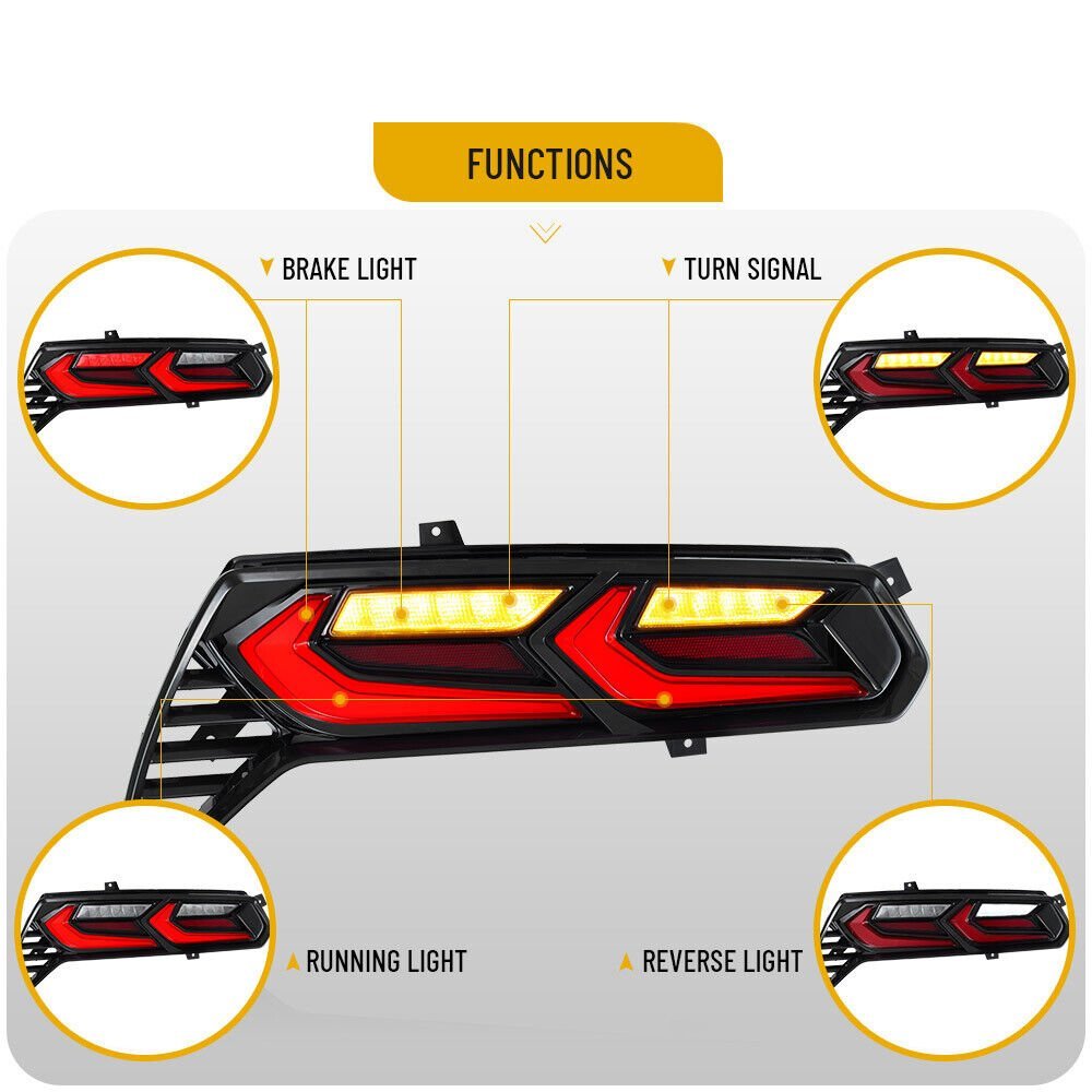 2014-19 C7 Corvette C8 Style RGB Flow Sequential Smoked LED Rear Tail Lights - Image 17