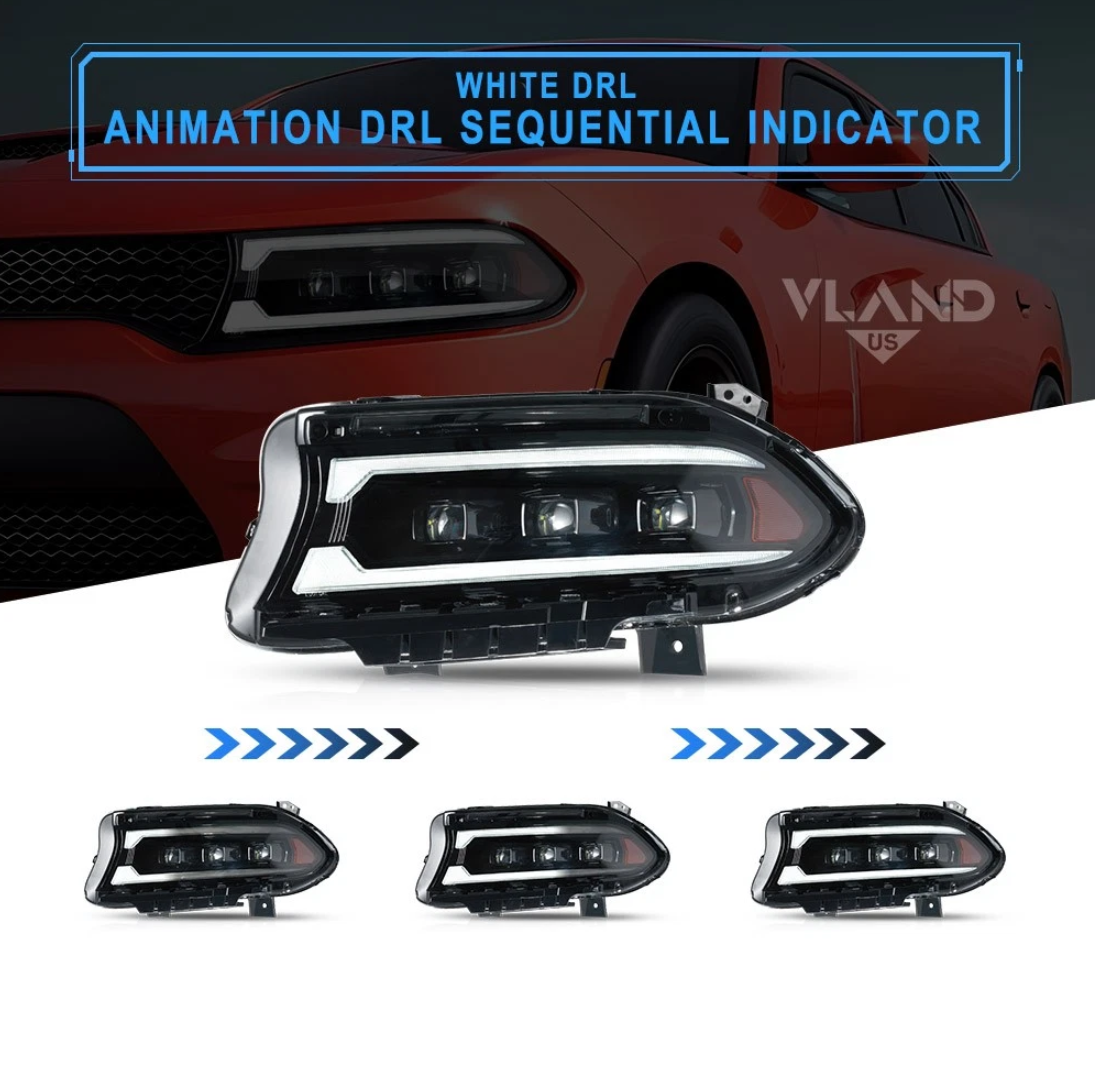 2015 – 24 Dodge Charger Triple Beam DRL Headlights - Image 5