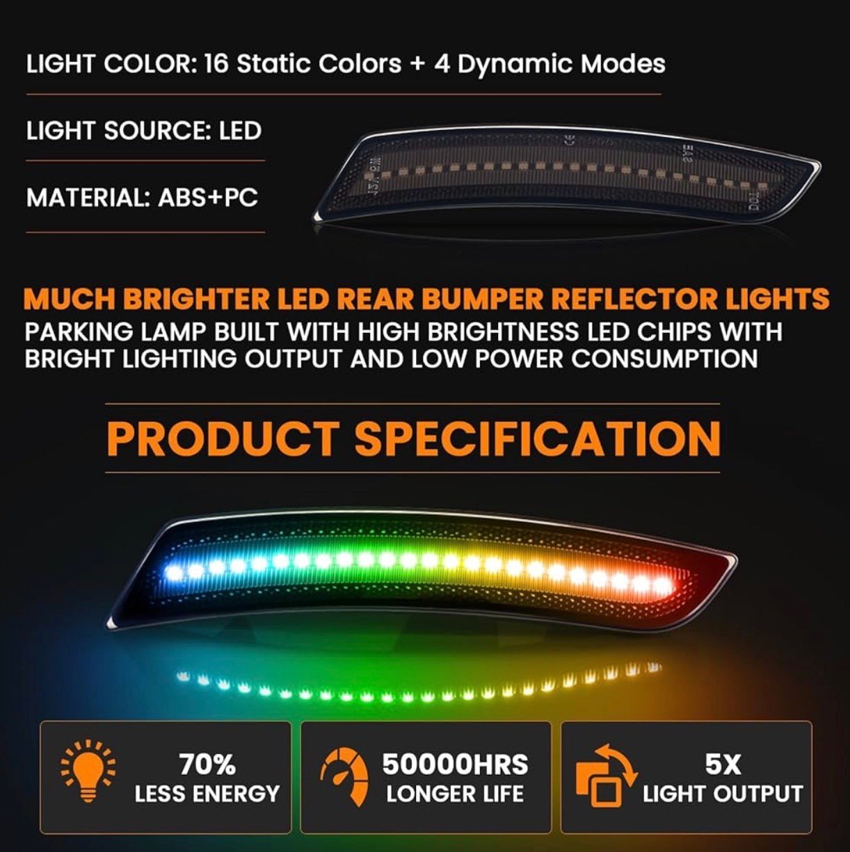 2016 – 24 Camaro Smoked RGB LED Side Markers - Image 3