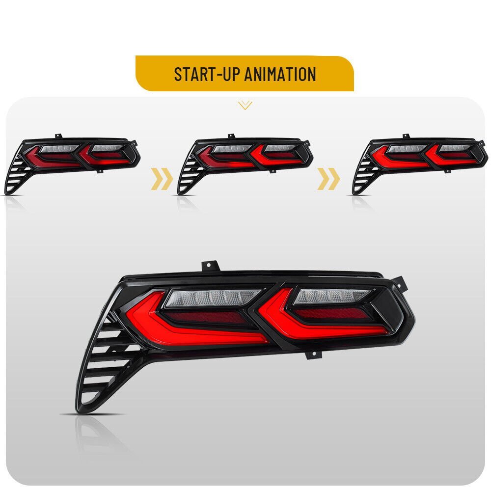 2014-19 C7 Corvette C8 Style RGB Flow Sequential Smoked LED Rear Tail Lights - Image 15