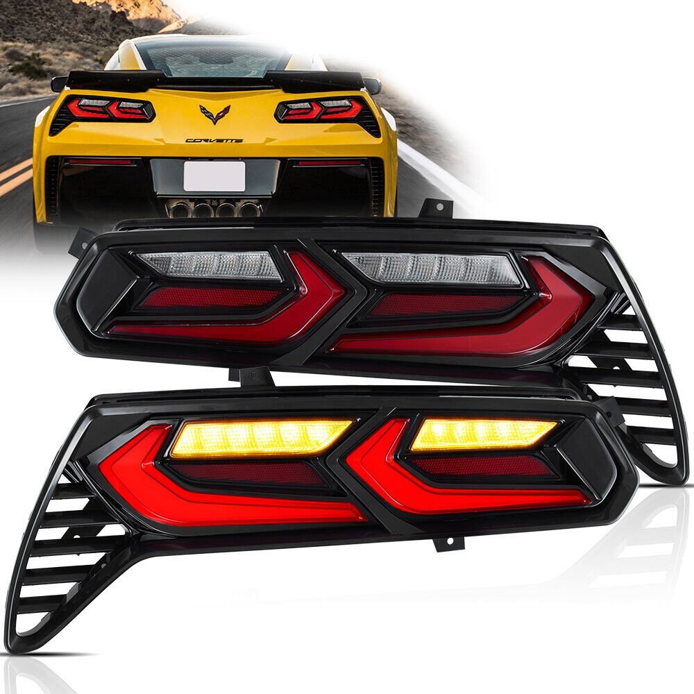 2014-19 C7 Corvette C8 Style RGB Flow Sequential Smoked LED Rear Tail Lights - Image 18