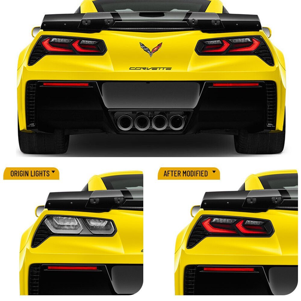 2014-19 C7 Corvette C8 Style RGB Flow Sequential Smoked LED Rear Tail Lights - Image 9