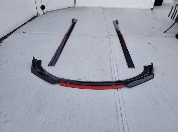 Universal red body kit Bumper lip splitter - Image 2